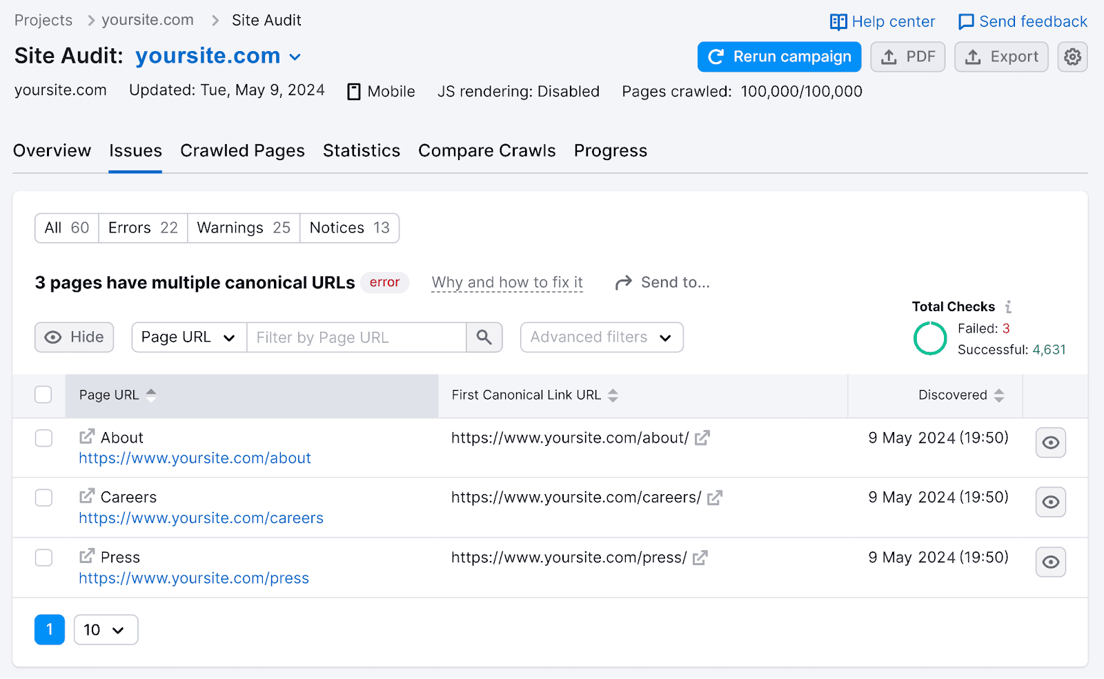 "3 pages person aggregate canonical URLs" page