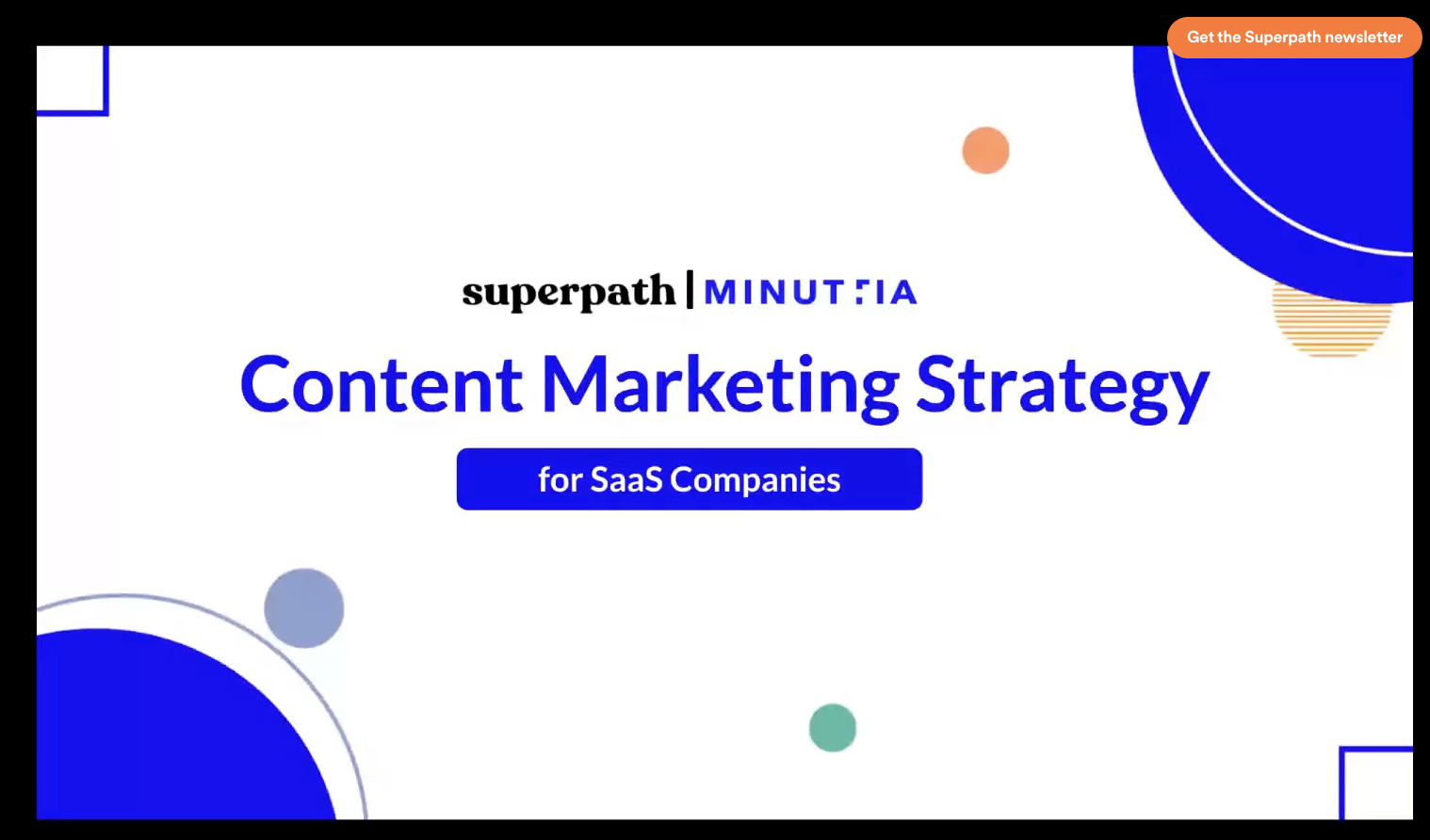 Superpath and Minuttia webinar title page with large blue orbs and white space