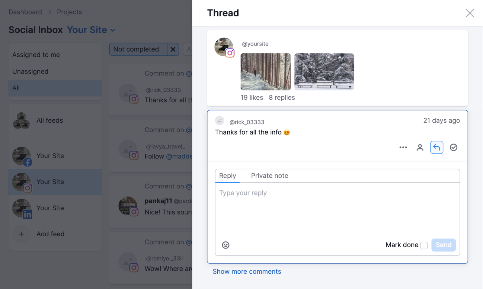 Send responses straight  from Social Inbox