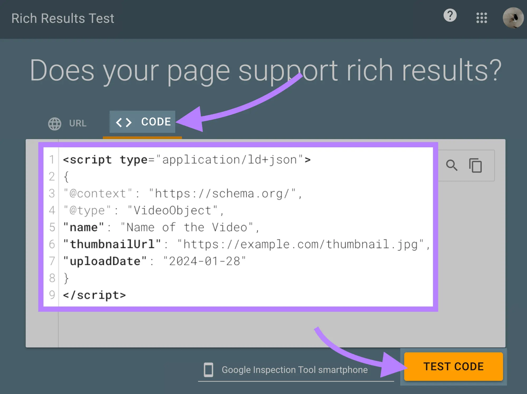 video schema markup