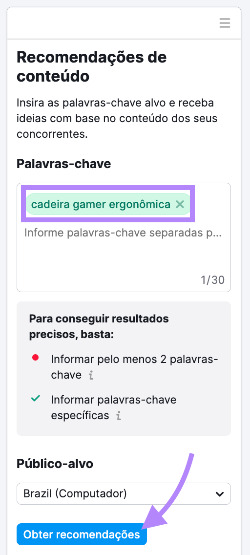 obtenha recomendações para a palavra-chave "cadeira gamer ergonômica"