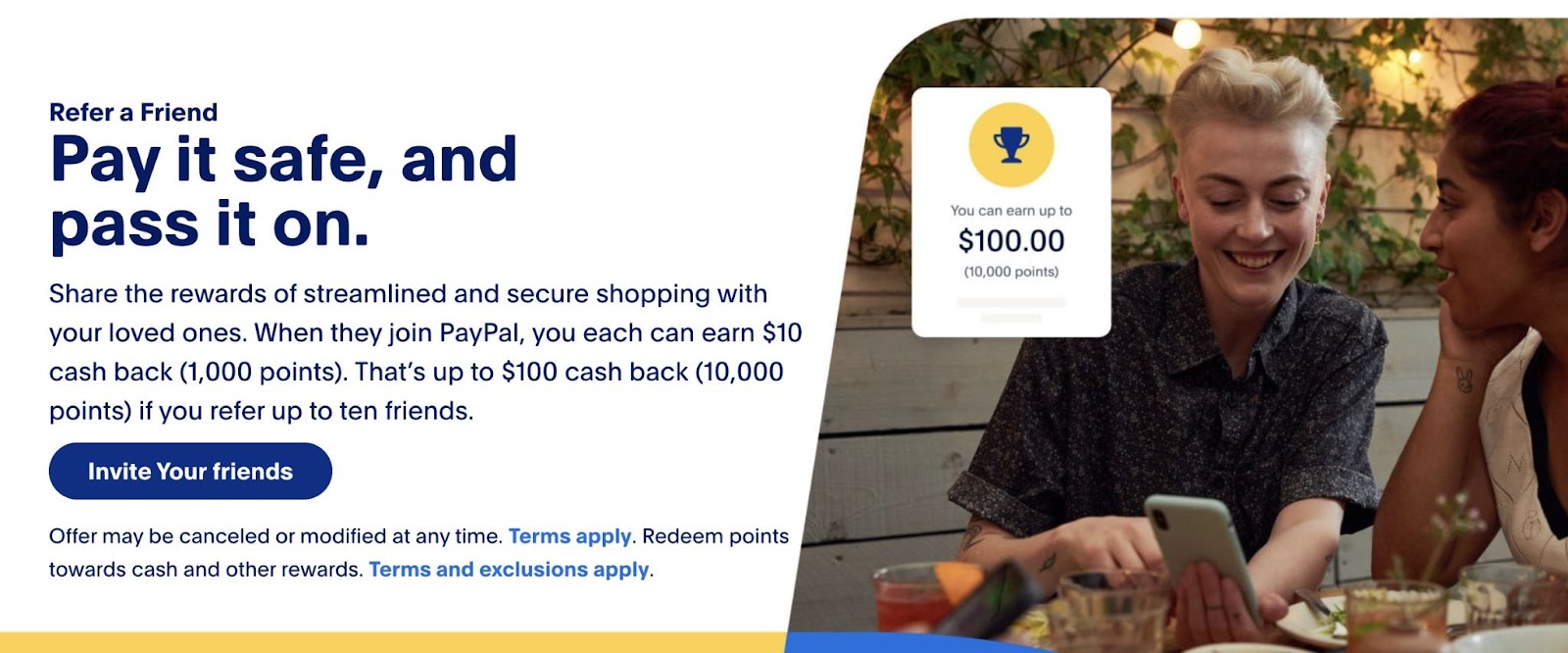 PayPal's "Refer a Friend" landing page
