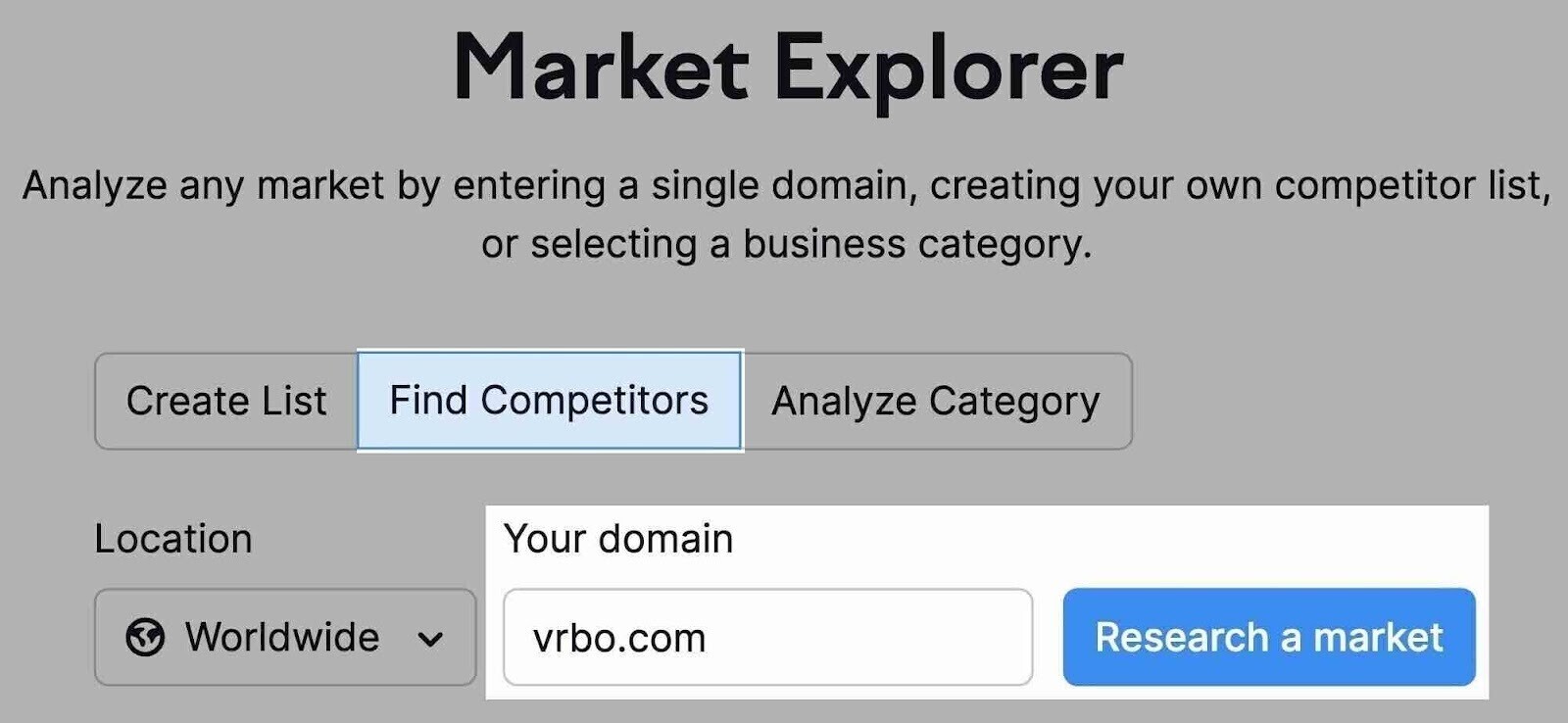 semrush market explorer