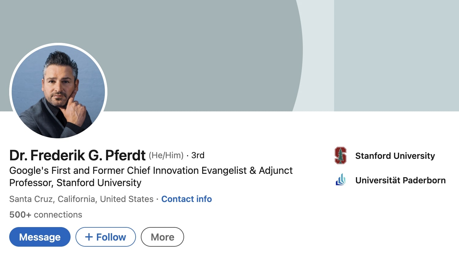 Dr. Frederik G. Pferdt's Linkedin profile