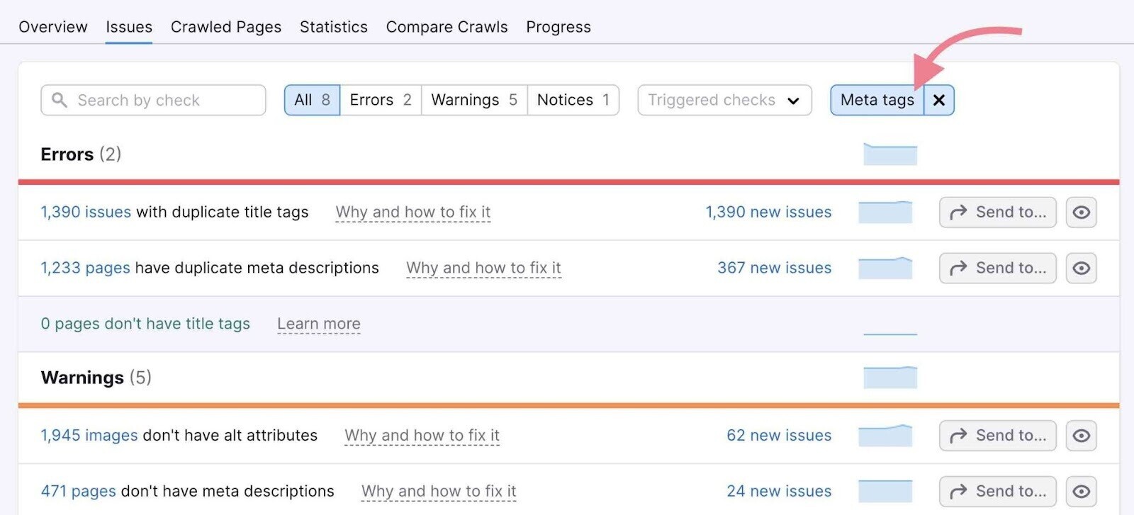 meta tags in site audit