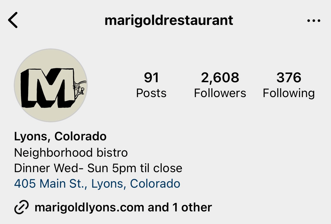 @marigoldrestaurant Instagram profile