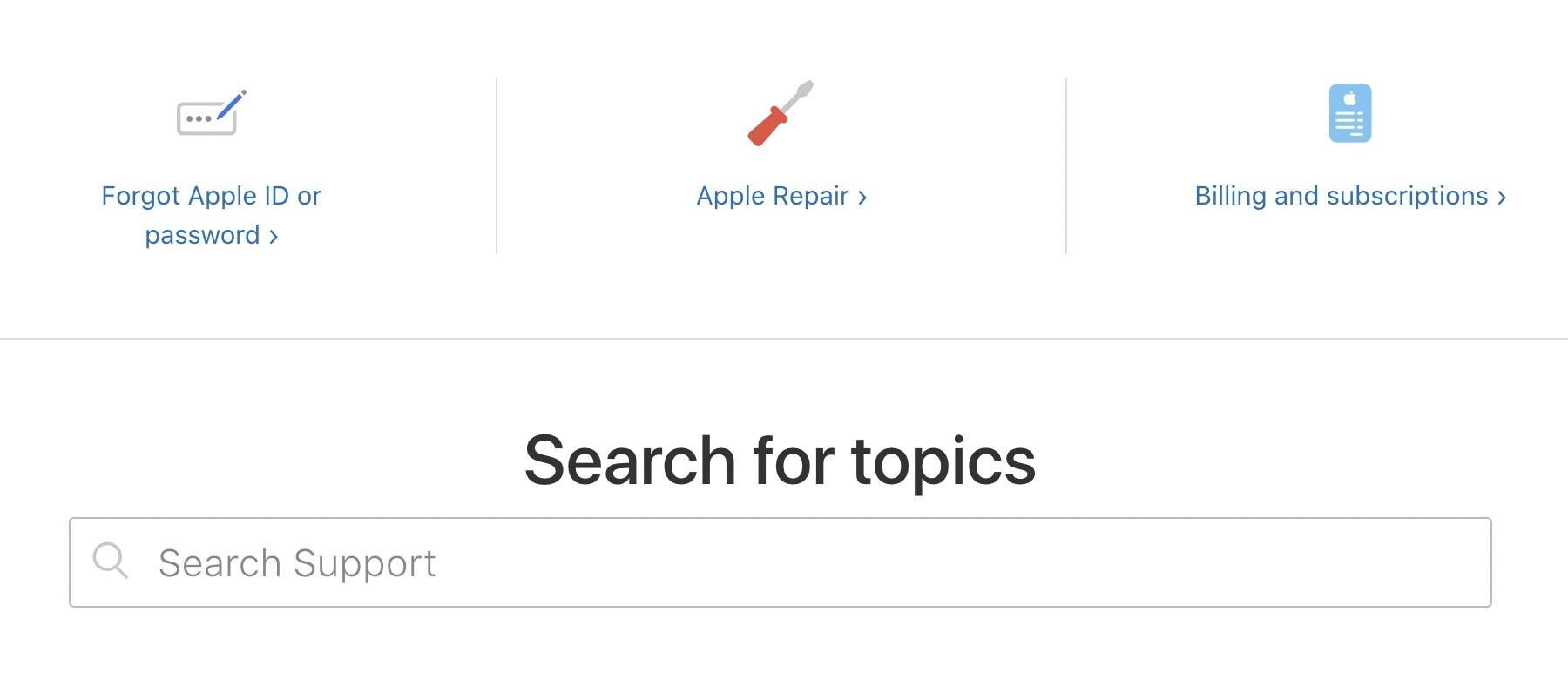 apple search for topics