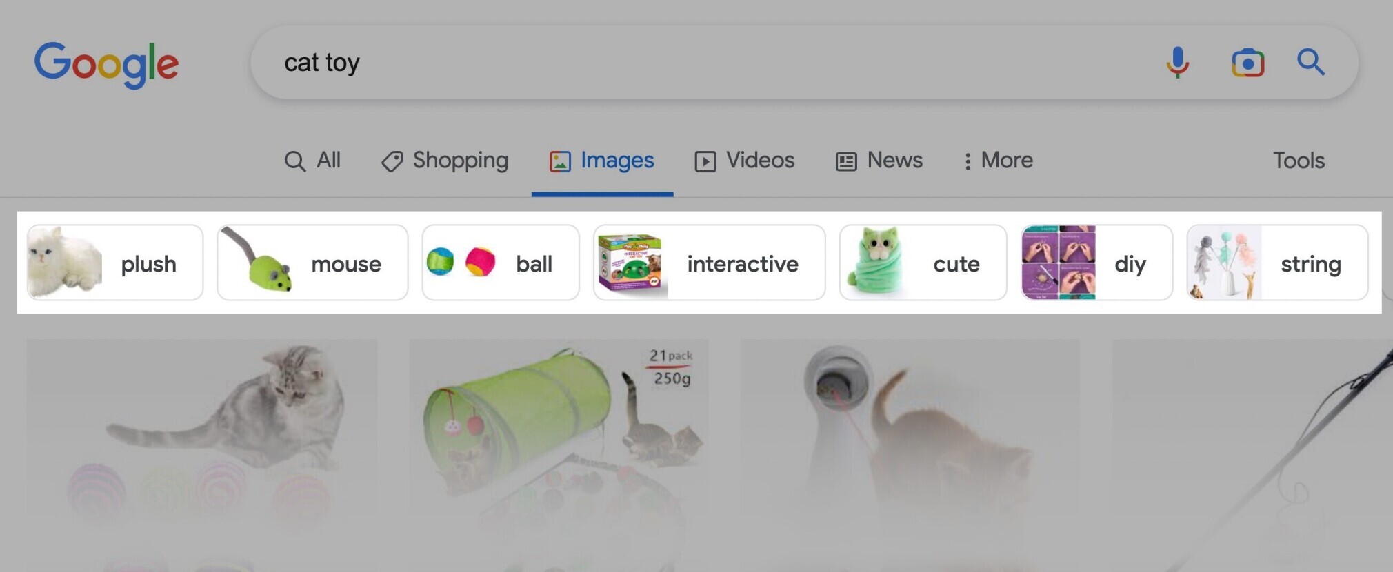 Google Image tags for the keyword "cat toys"