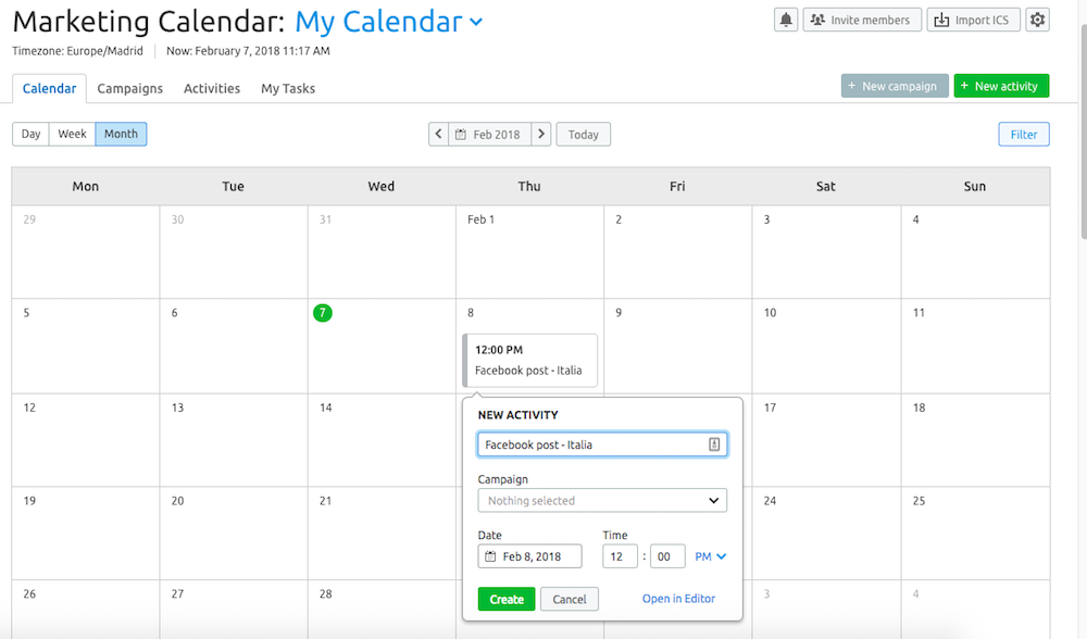 Organizza il flusso di lavoro della tua campagna social globale con Marketing Calendar di SEMrush