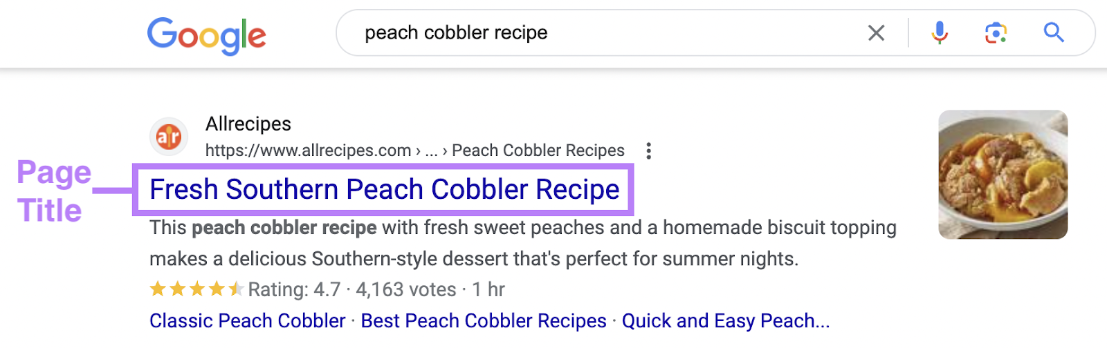 Un ejemplo de título de página en Google SERP