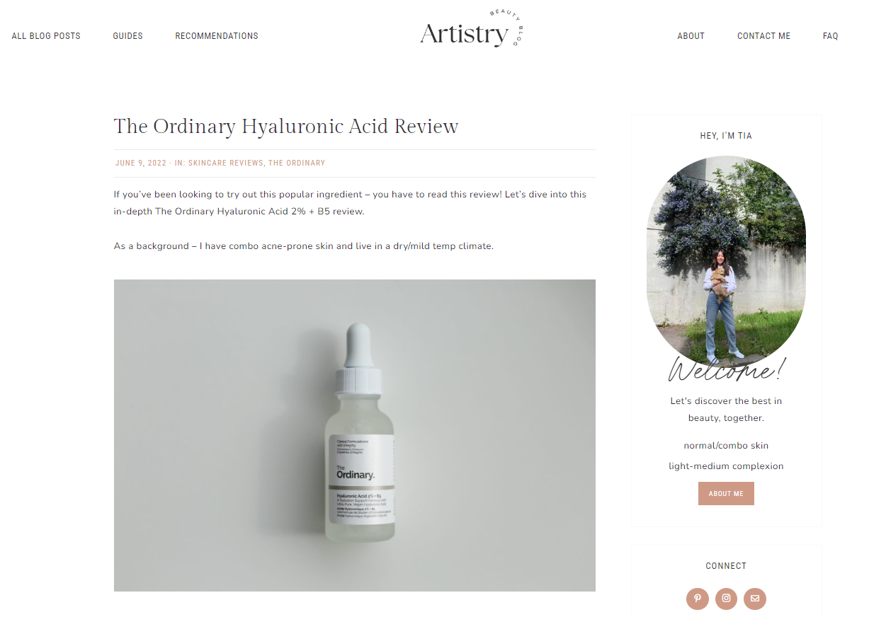 Artistry Beauty's review of The Ordinary’s hyaluronic acid product
