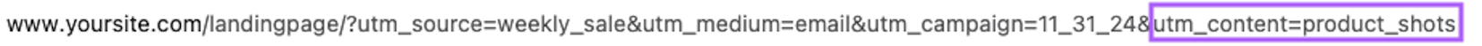 Parámetro "utm_content=product_shots" resaltado