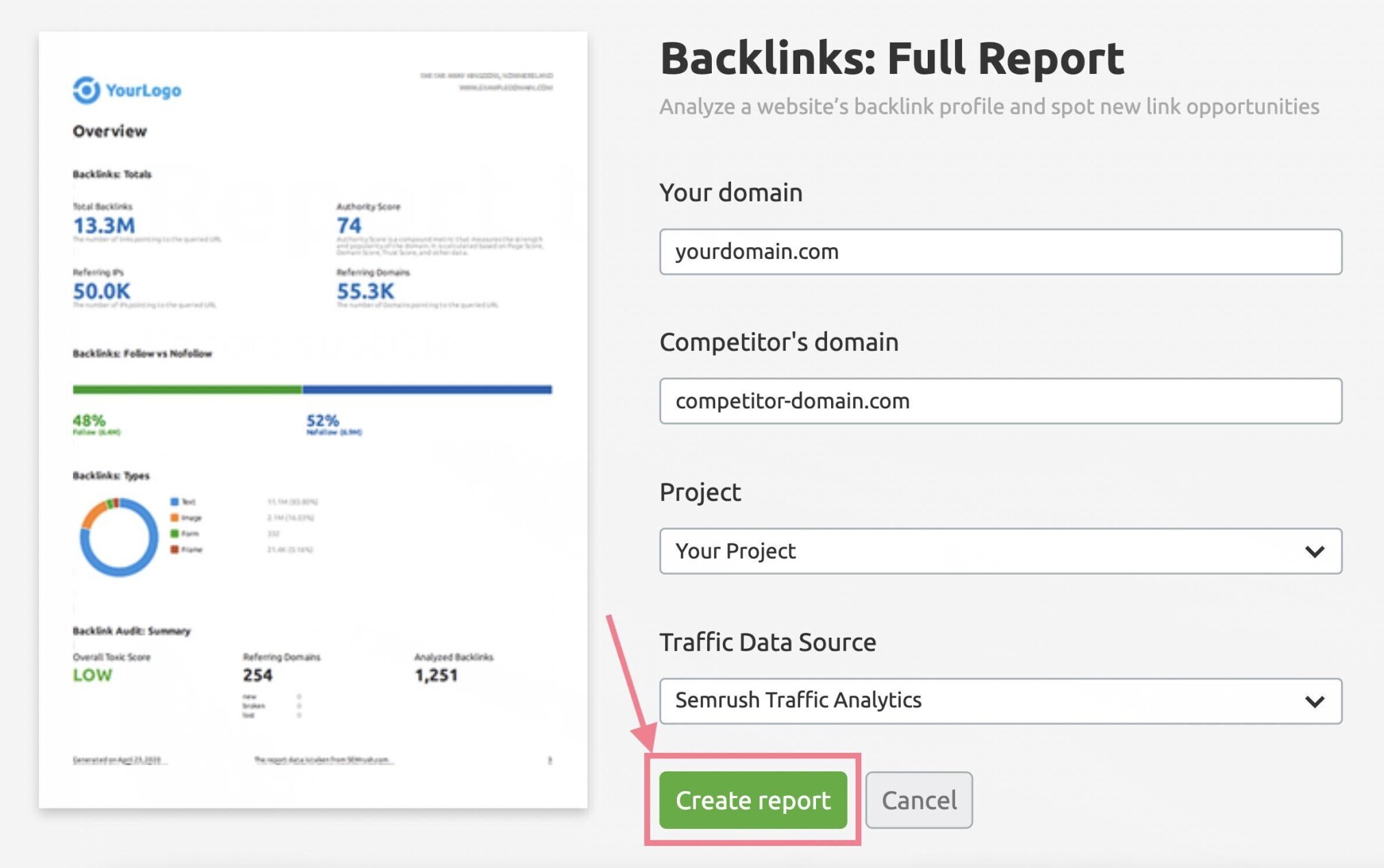 create backlink report