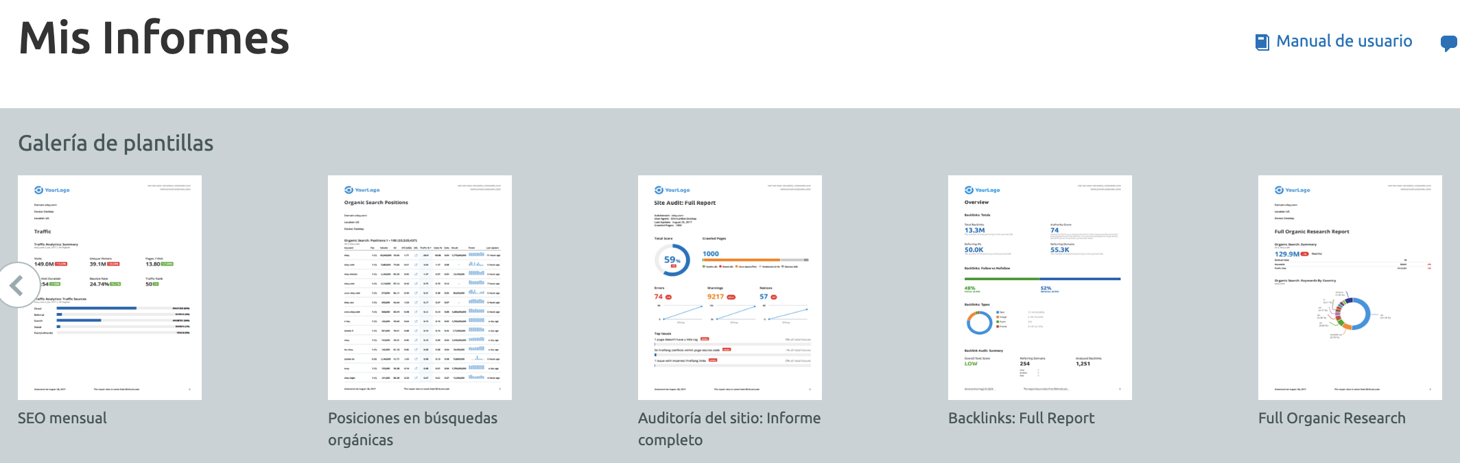 SEMrush My Reports screenshot