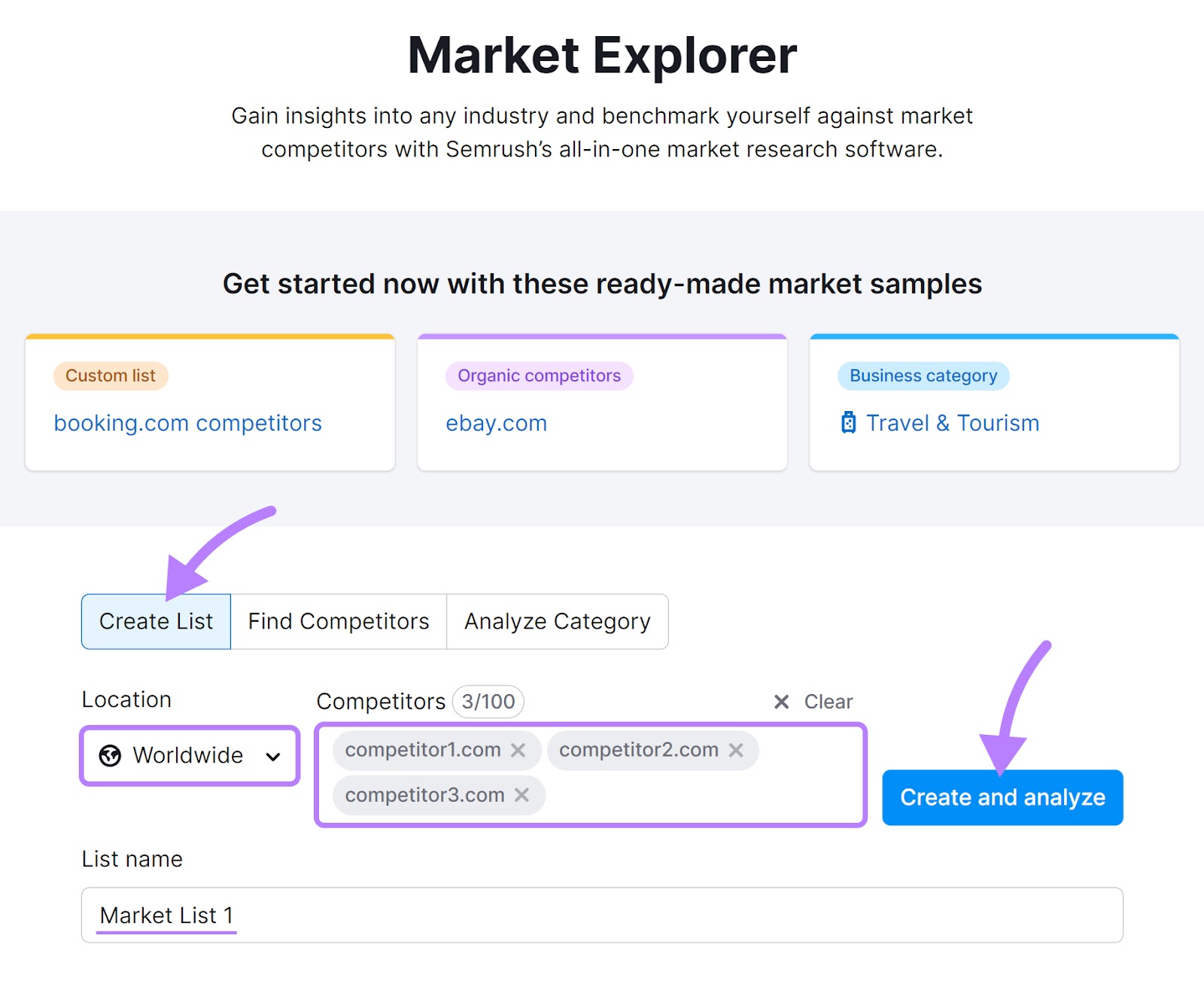 Market Explorer tool