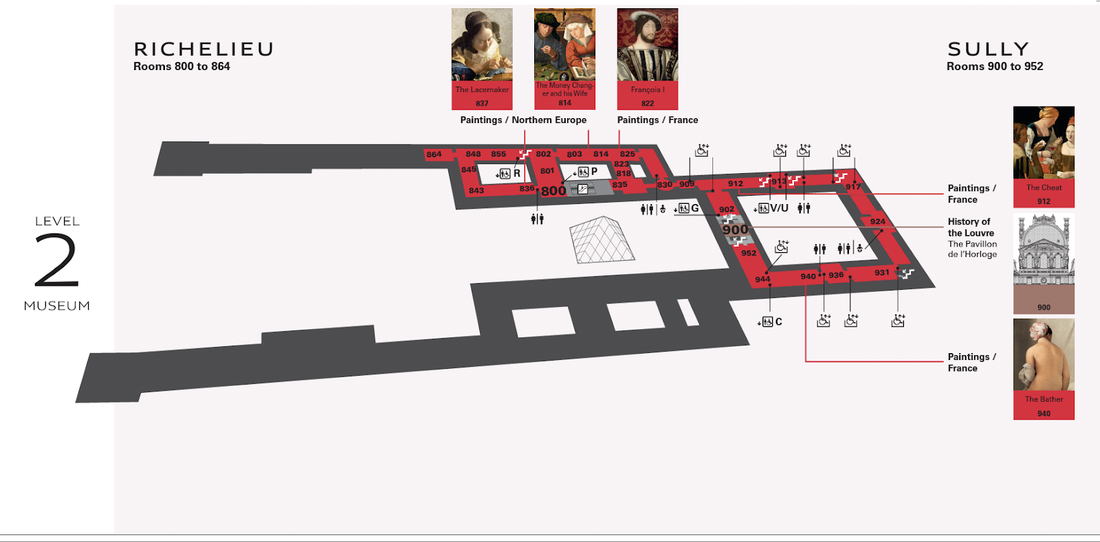 Plano del nivel 2 del Louvre