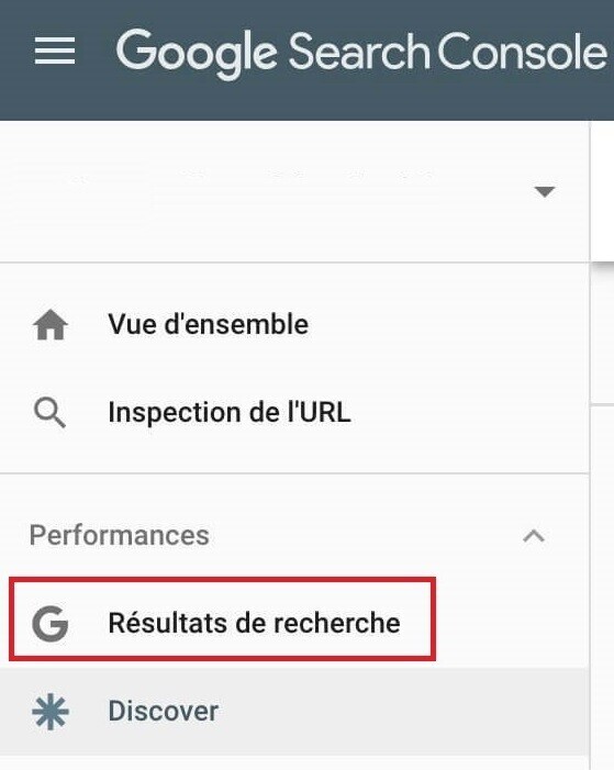 Google Search Console Résultats de recherche