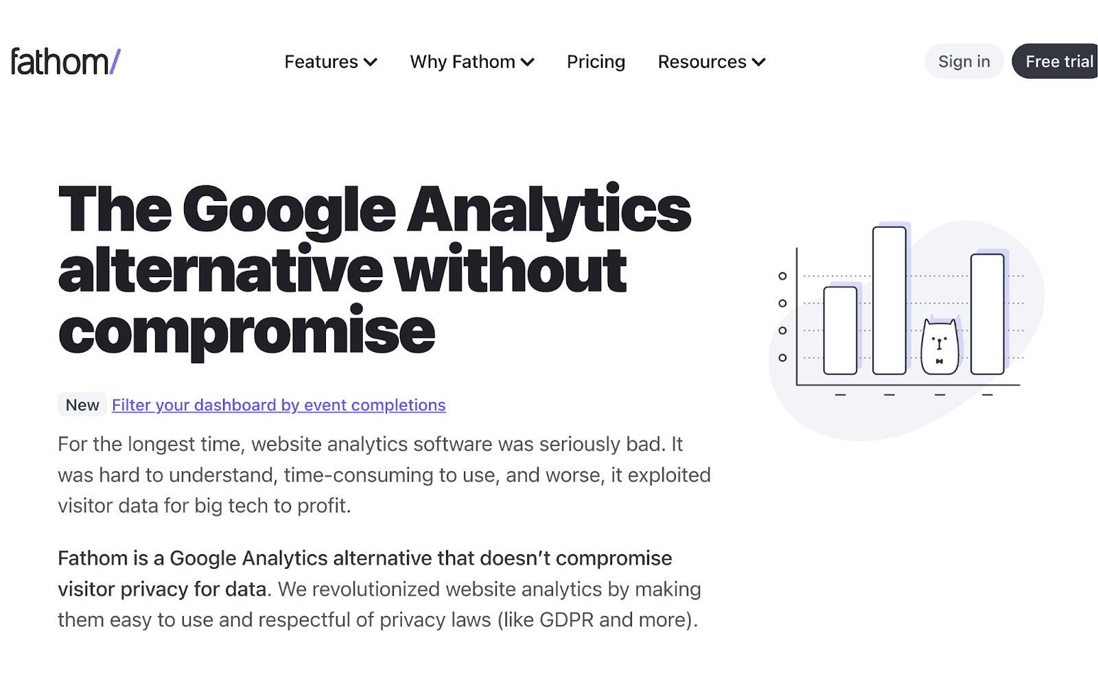 Fathom Analytics homepage