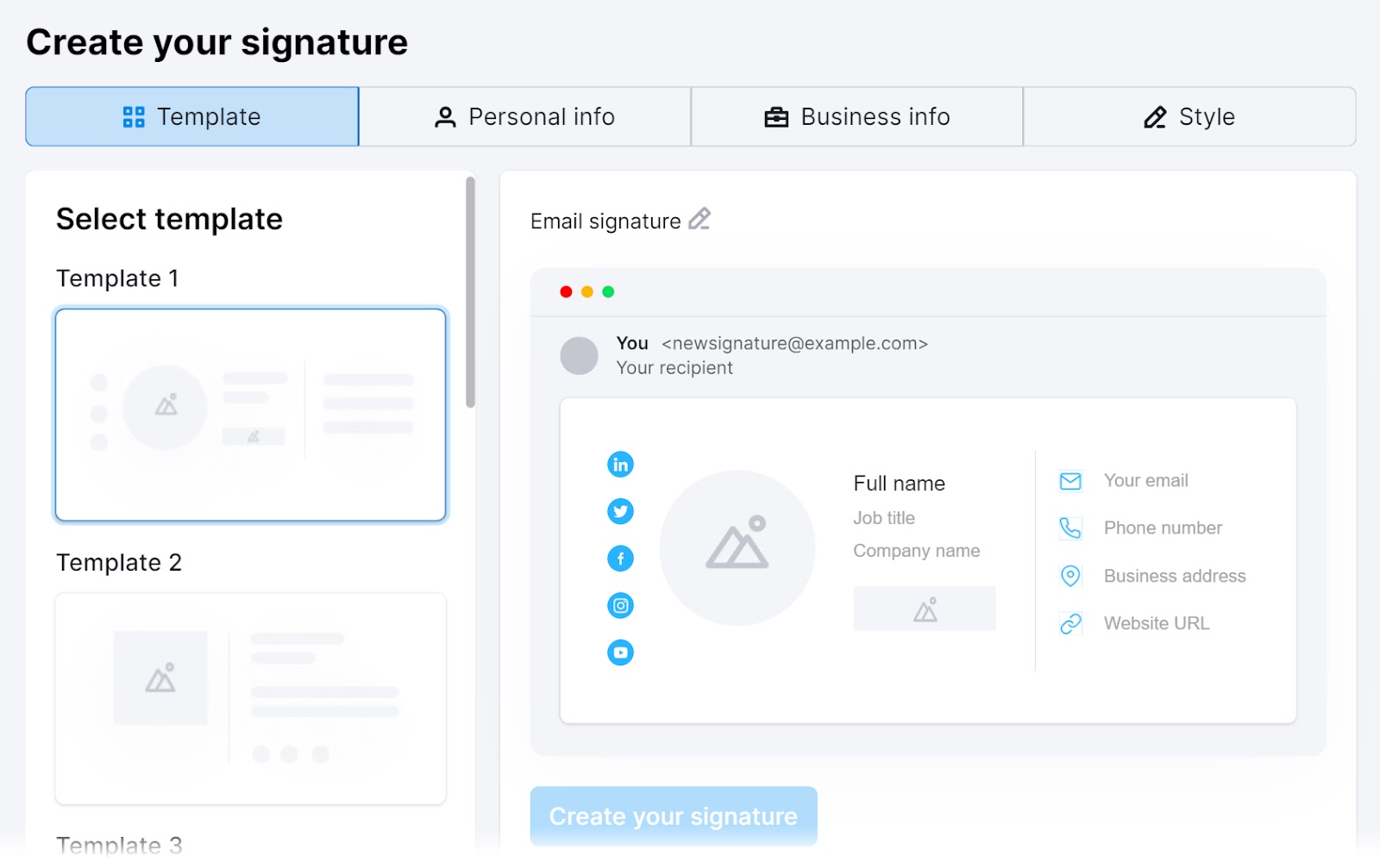 Semrush’s Email Signature Generator