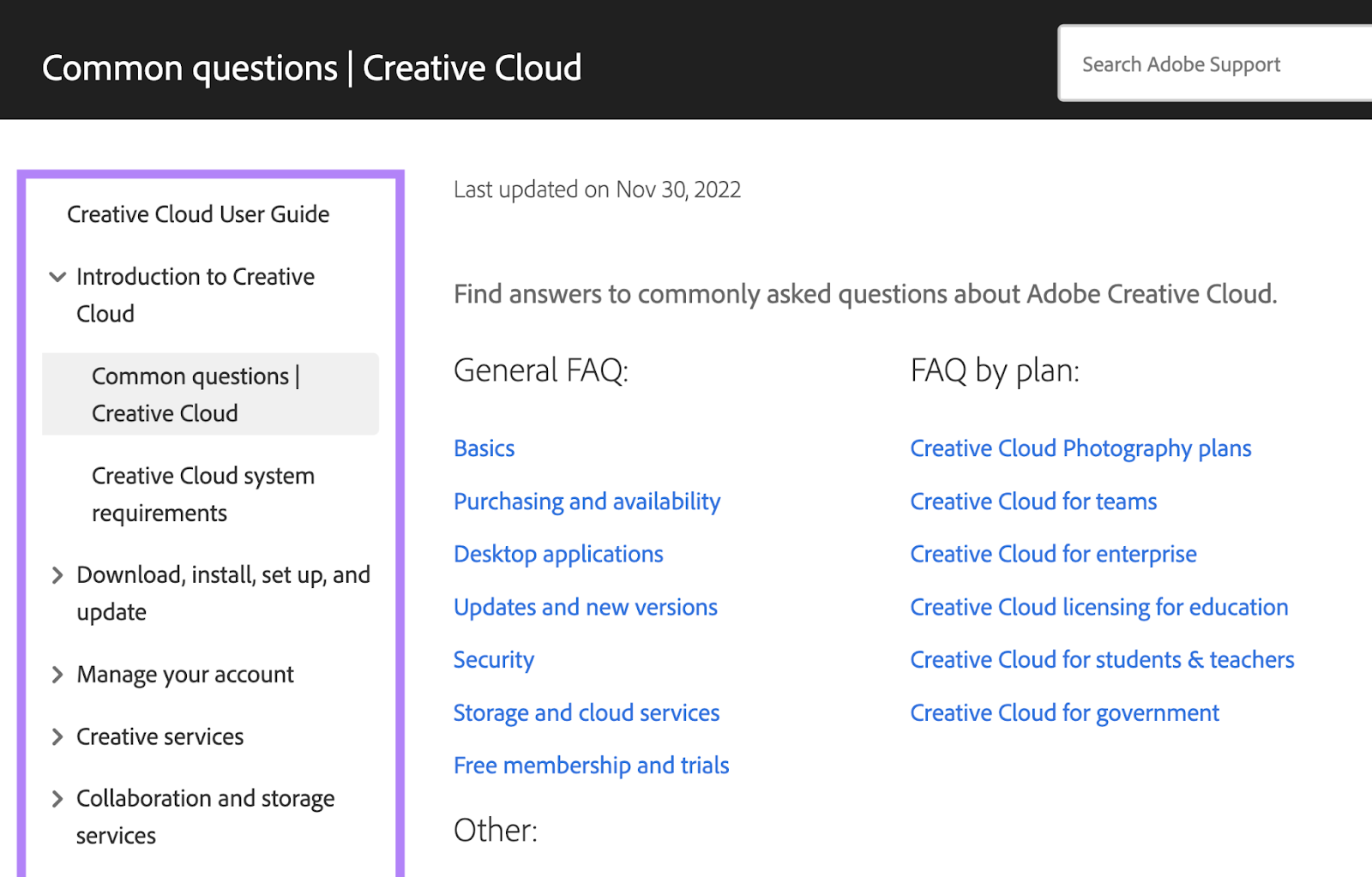 Adobe creative cloud offers multiple navigation methods