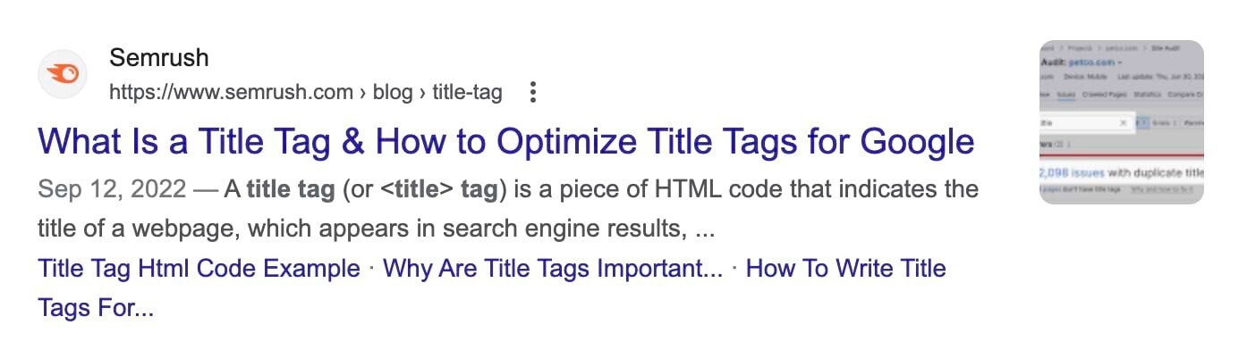 An example of title tag on Google SERP