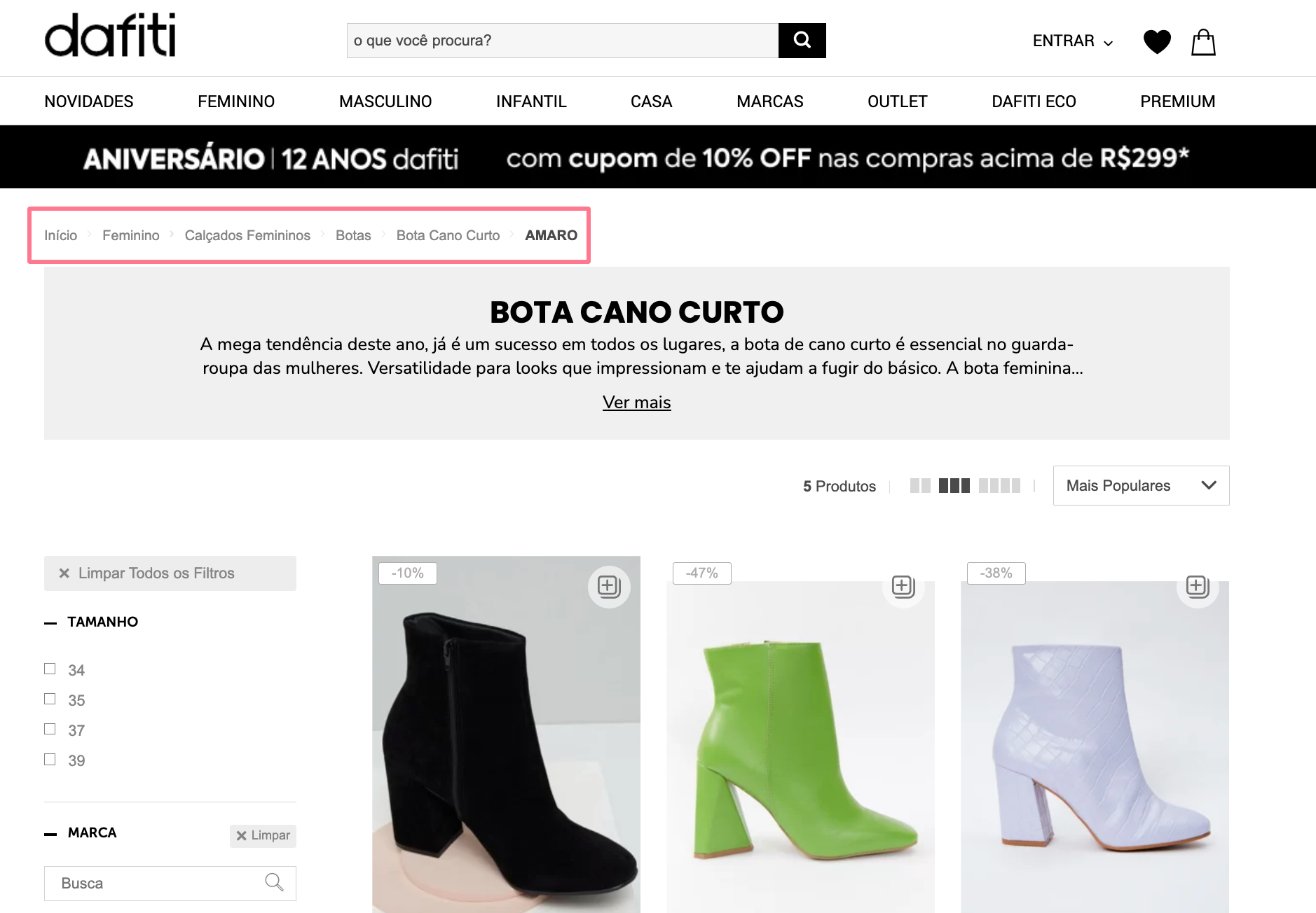 o que são, quais os impactos no SEO e como usar 8 exemplo de breadcrumb no site da amaro