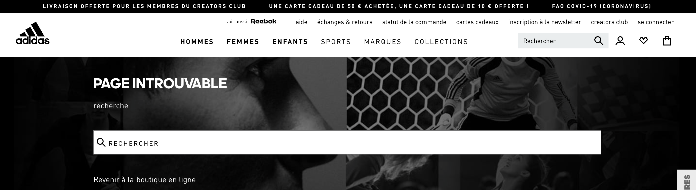 erreur 404 adidas.fr