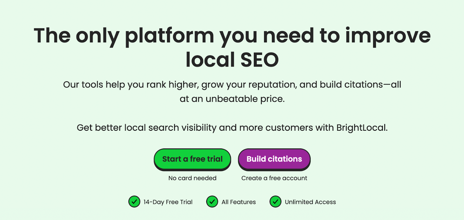 BrightLocal homepage