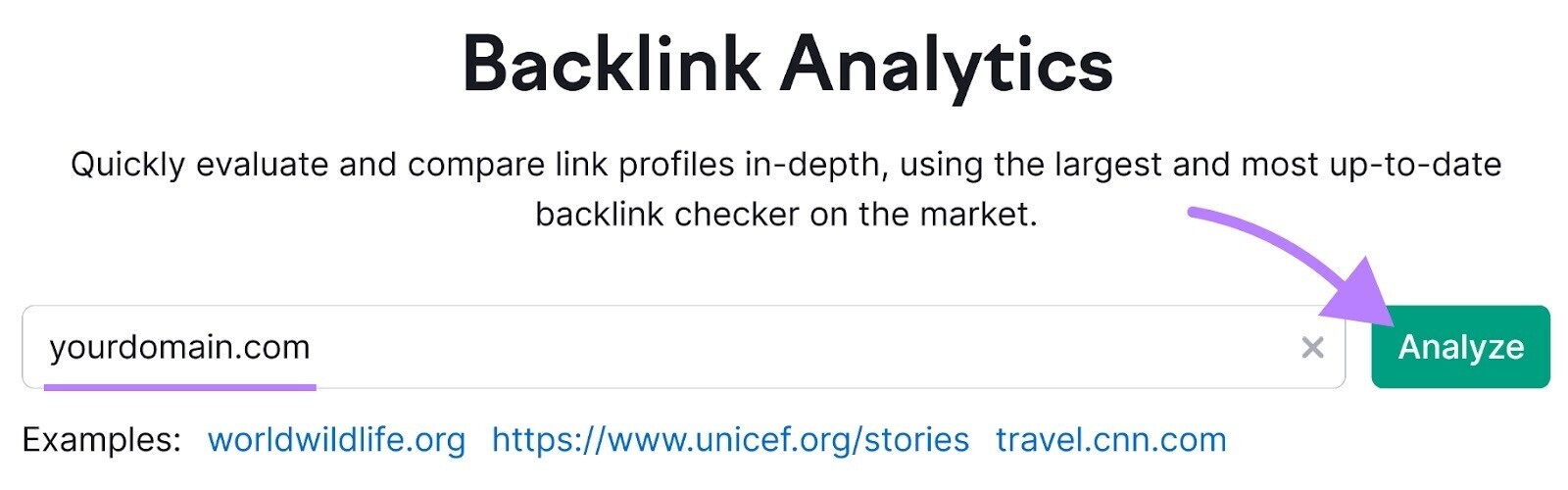 Backlink Analytics tool search bar