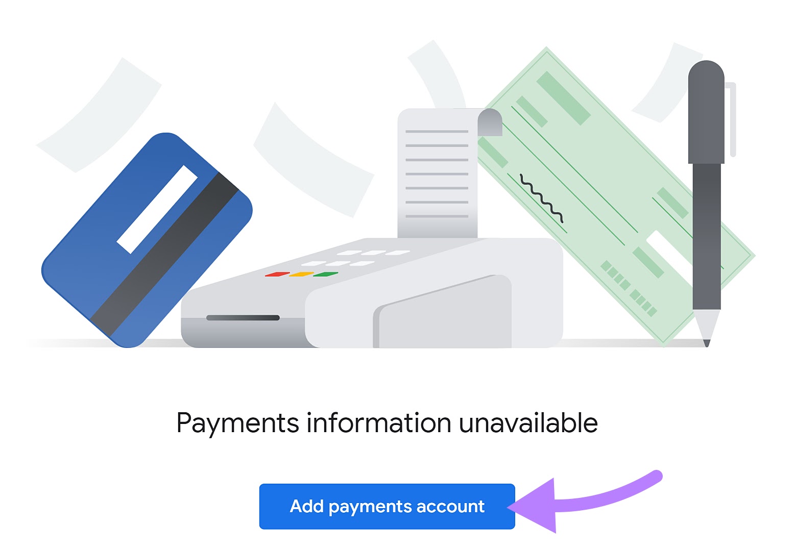 "Add payments account" ،on