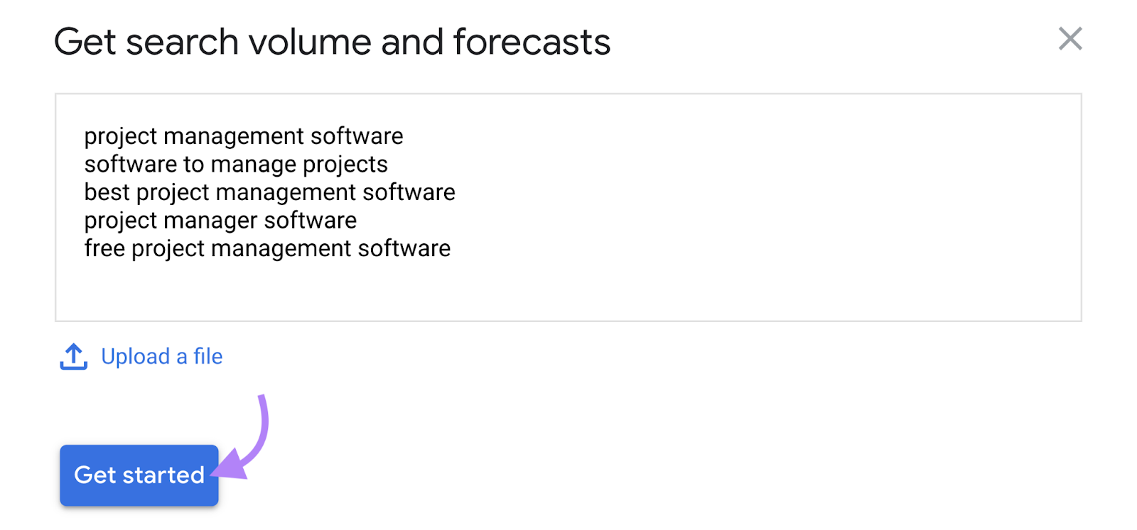 "Get hunt  measurement   and forecasts" window