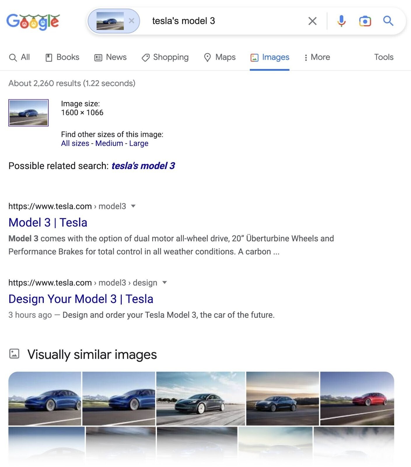 Tesla Model 3 reverse image search