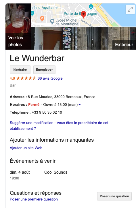 Lieu de perdition sur Google My Business