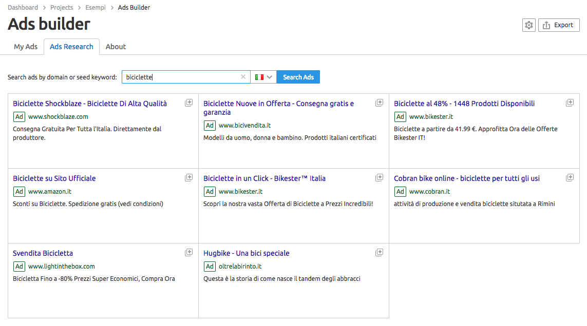 Scopri gli annunci dei tuoi competitor con Ads Builder