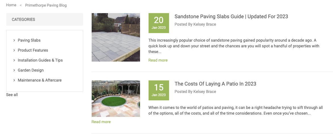 Content marketing example - Primethorpe Paving