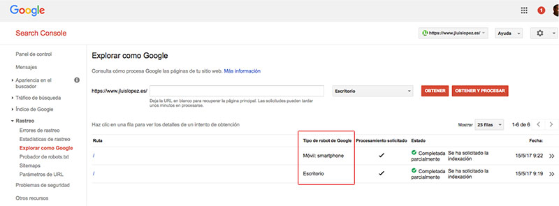 Indexación con Google Search Console