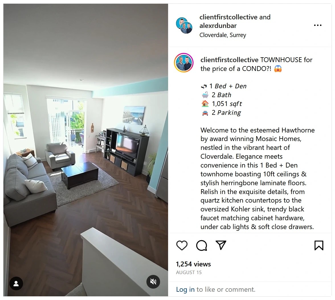 An open house announcement on Instagram