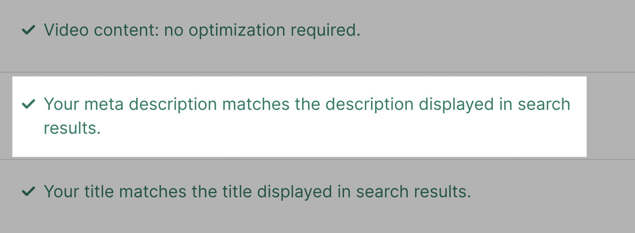 your meta description matches the description displayed in search results