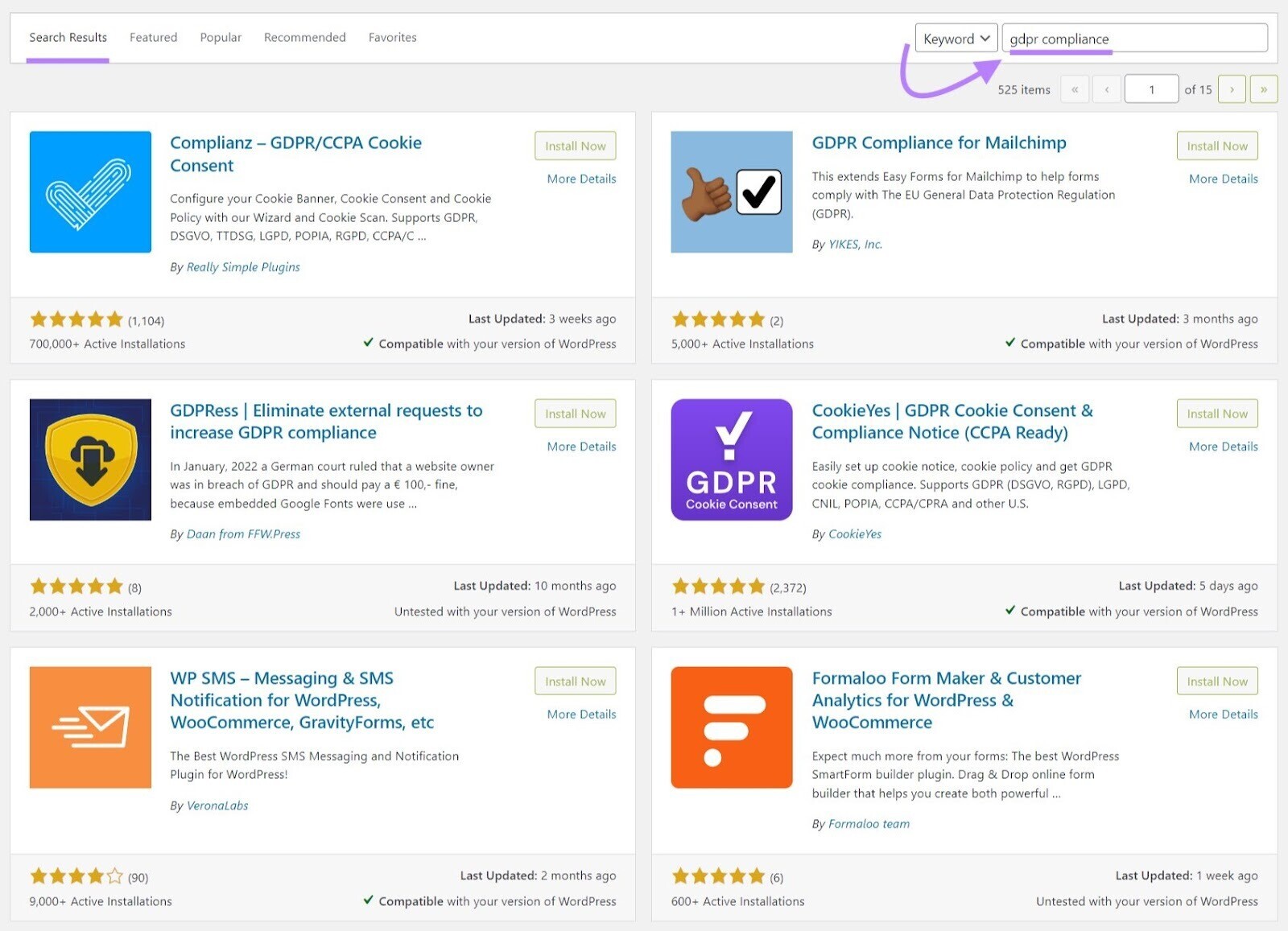 search for "gdpr-compliance" to find relevant WordPress plugins