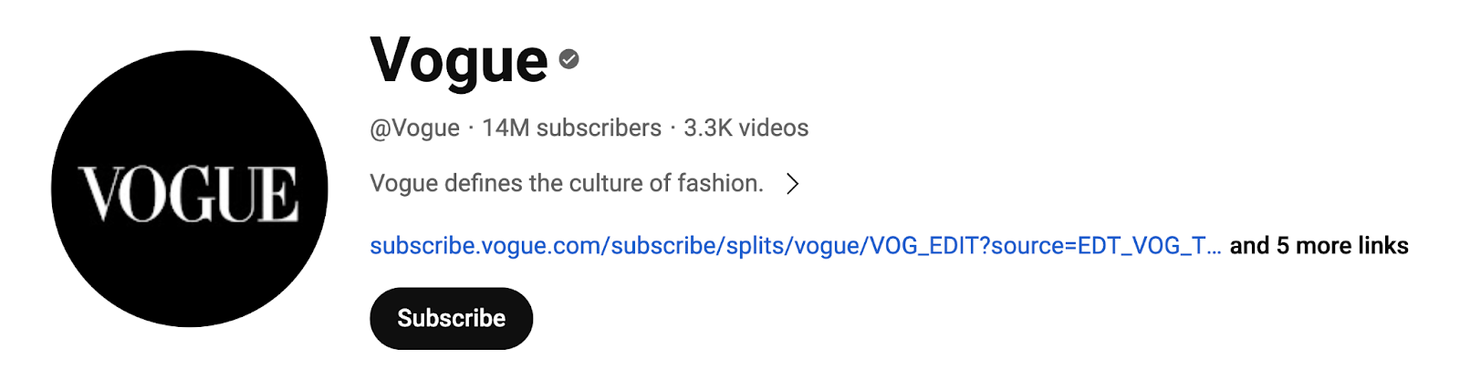 Fashion magazine Vogue's YouTube channel