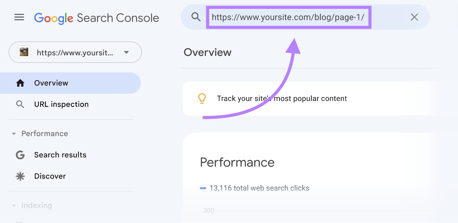 search for a URL in Google Search Console