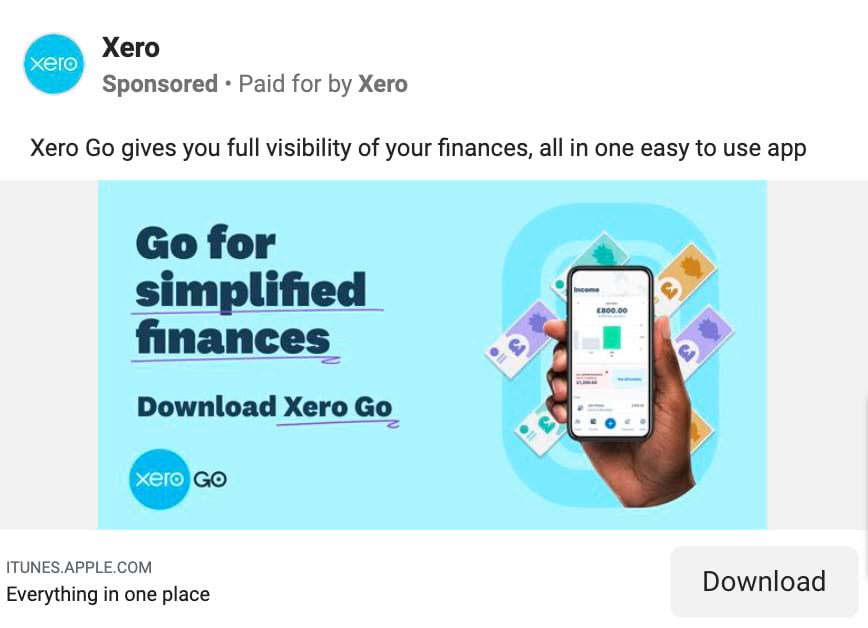 Xero’s add for a new app, Xero G