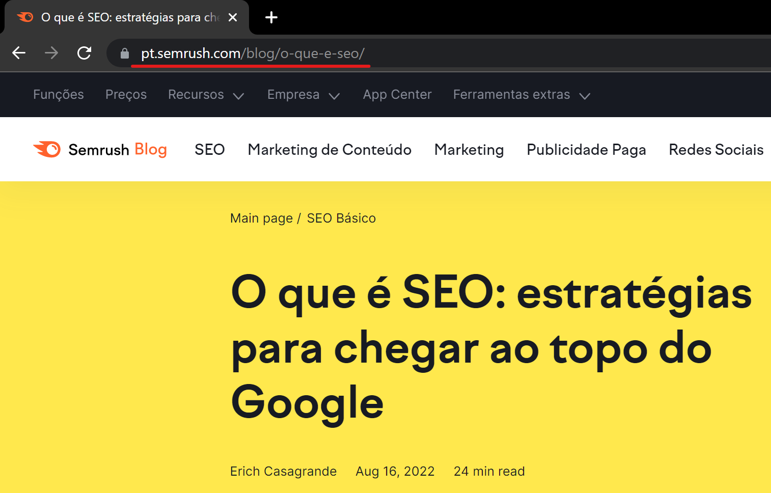 uma introdução à otimização para mecanismos de busca 3 url no navegador