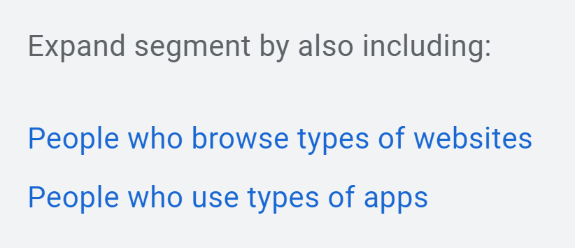 "Expand segment by also including" suggestions