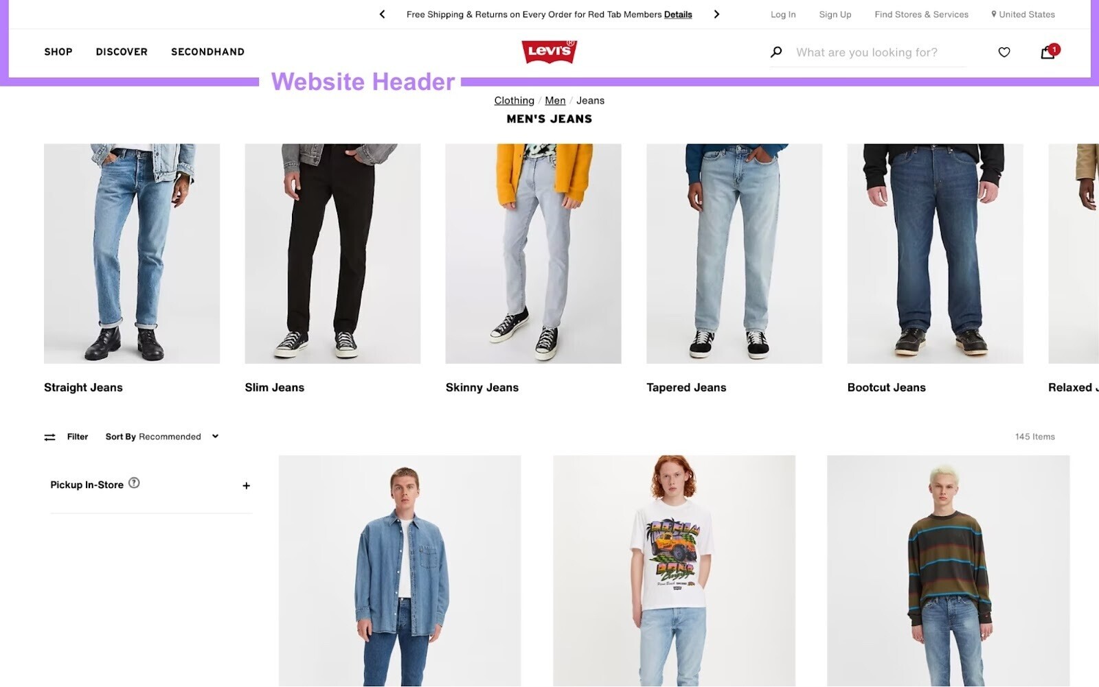 website header levis