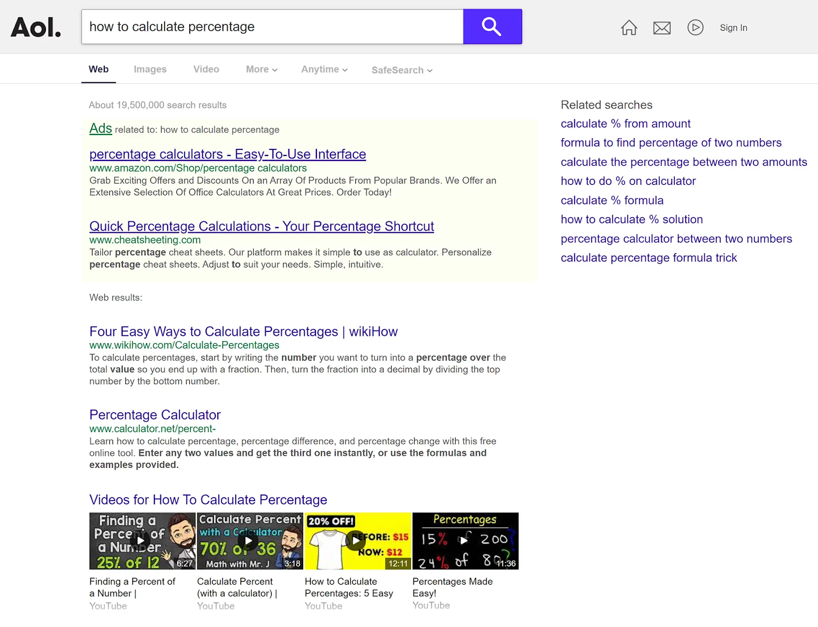 AOL SERP for "how to cipher  percentage"