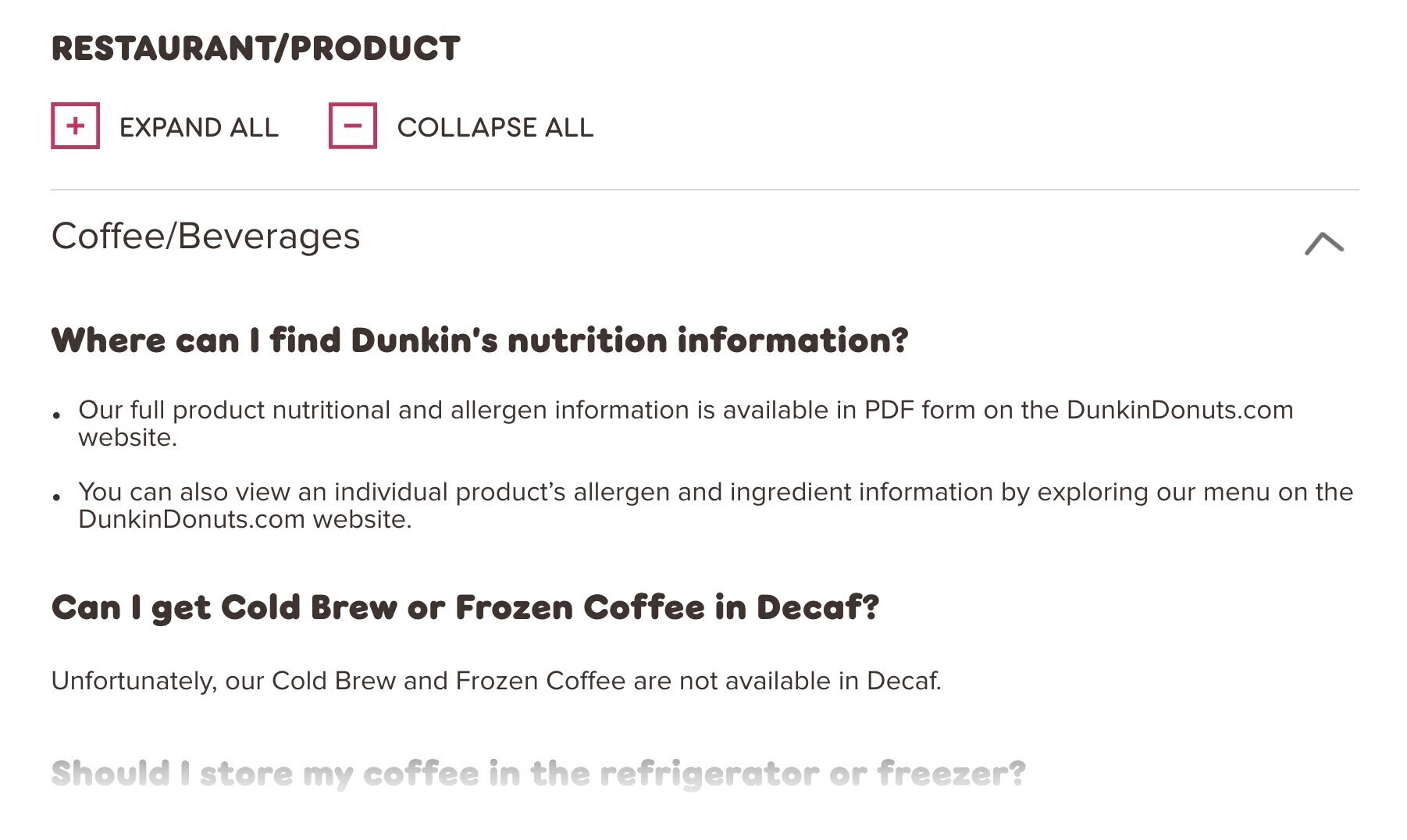 dunkin donuts specific question