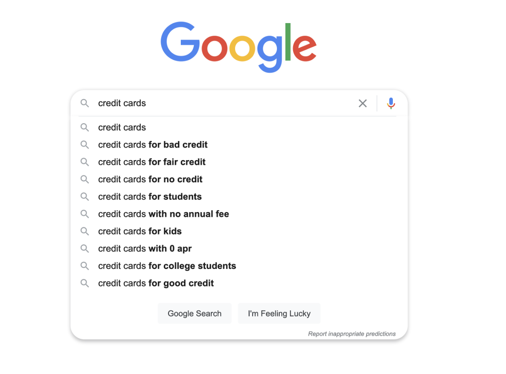 google autocomplete results