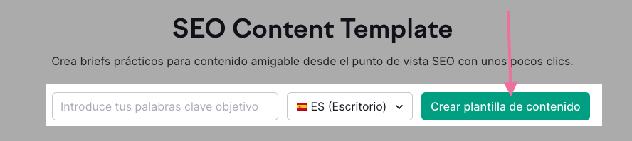 Crea una plantilla de contenido con Semrush