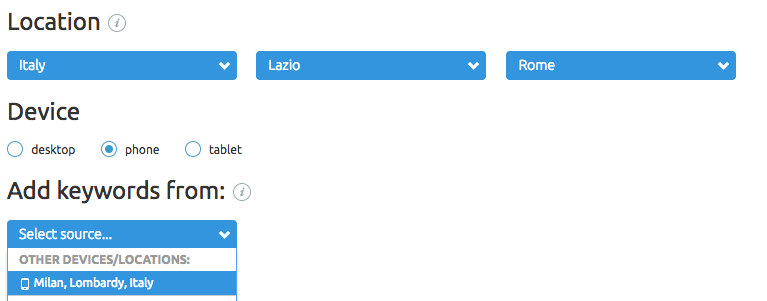 Definire la location (nazione, regione, città) in Tracking della posizione